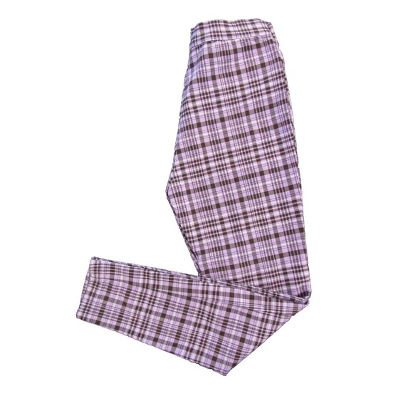 Urban Outfitters UO Pants Size 4 Pink Purple Brown Gingham Susie High Waist Zip - Picture 8 of 8